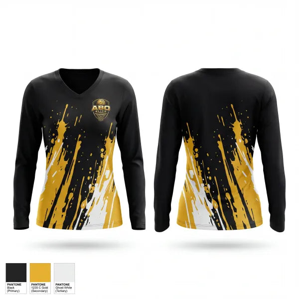Womens Long Sleeve Vneck Shirt, ABO Elite, Men's Basketball, Teamtime, Team time, sublimation, custom sports apparel, team uniforms, spirit wear, spiritwear, sports uniforms, custom shirts, team store, custom team store, fundraiser sports, apparel fundraiser