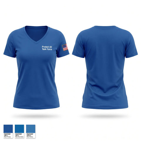 Womens Short Sleeve Vneck Shirt, Protect All Task Force, Police, Teamtime, Team time, sublimation, custom sports apparel, team uniforms, spirit wear, spiritwear, sports uniforms, custom shirts, team store, custom team store, fundraiser sports, apparel fundraiser