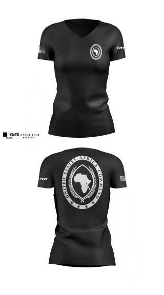 Womens Short Sleeve Vneck Shirt, USAFRICOM, Army, Teamtime, Team time, sublimation, custom sports apparel, team uniforms, spirit wear, spiritwear, sports uniforms, custom shirts, team store, custom team store, fundraiser sports, apparel fundraiser