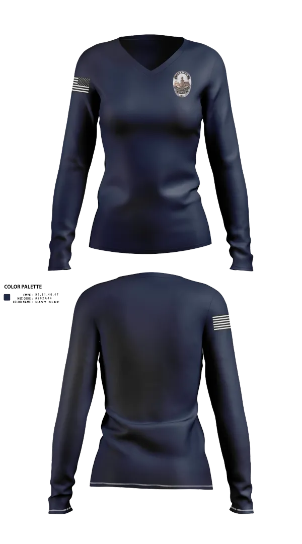 Womens Long Sleeve Vneck Shirt, Superior Police Department, , Teamtime, Team time, sublimation, custom sports apparel, team uniforms, spirit wear, spiritwear, sports uniforms, custom shirts, team store, custom team store, fundraiser sports, apparel fundraiser