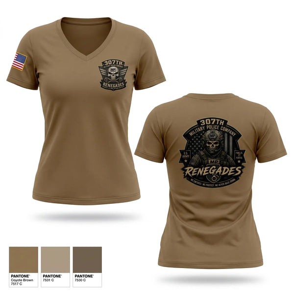 Womens Short Sleeve Vneck Shirt, 307TH Military Police Company, Army, Teamtime, Team time, sublimation, custom sports apparel, team uniforms, spirit wear, spiritwear, sports uniforms, custom shirts, team store, custom team store, fundraiser sports, apparel fundraiser