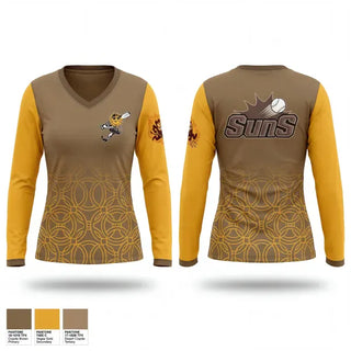Womens Long Sleeve Vneck Shirt, Del oro sun devils, Baseball, Teamtime, Team time, sublimation, custom sports apparel, team uniforms, spirit wear, spiritwear, sports uniforms, custom shirts, team store, custom team store, fundraiser sports, apparel fundraiser
