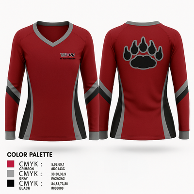 WF WEST WRESTLING 59688358 Women's Long Sleeve V-neck Shirt - 1