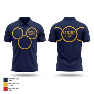 Short Sleeve Performance Polo, Lassiter NJROTC, Navy, Teamtime, Team time, sublimation, custom sports apparel, team uniforms, spirit wear, spiritwear, sports uniforms, custom shirts, team store, custom team store, fundraiser sports, apparel fundraiser