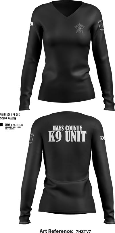 Hays County Sheriff’s Office 39669531 Women's Long Sleeve V-neck Shirt - 400