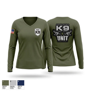 Womens Long Sleeve Vneck Shirt, State Patrol K9 Unit, Police, Teamtime, Team time, sublimation, custom sports apparel, team uniforms, spirit wear, spiritwear, sports uniforms, custom shirts, team store, custom team store, fundraiser sports, apparel fundraiser