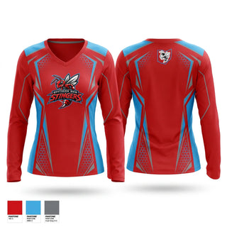Womens Long Sleeve Vneck Shirt, Southern Ohio Stingers, Baseball, Teamtime, Team time, sublimation, custom sports apparel, team uniforms, spirit wear, spiritwear, sports uniforms, custom shirts, team store, custom team store, fundraiser sports, apparel fundraiser