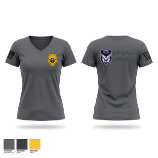 Womens Short Sleeve Vneck Shirt, EVent staff, Police, Teamtime, Team time, sublimation, custom sports apparel, team uniforms, spirit wear, spiritwear, sports uniforms, custom shirts, team store, custom team store, fundraiser sports, apparel fundraiser