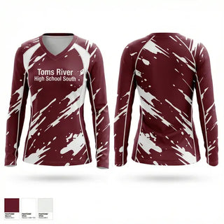 Womens Long Sleeve Vneck Shirt, Toms River High School South, Women's Lacrosse, Teamtime, Team time, sublimation, custom sports apparel, team uniforms, spirit wear, spiritwear, sports uniforms, custom shirts, team store, custom team store, fundraiser sports, apparel fundraiser