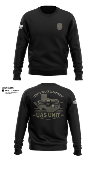 Crew Neck Sweatshirt, Temple PD UAS, Police, Teamtime, Team time, sublimation, custom sports apparel, team uniforms, spirit wear, spiritwear, sports uniforms, custom shirts, team store, custom team store, fundraiser sports, apparel fundraiser