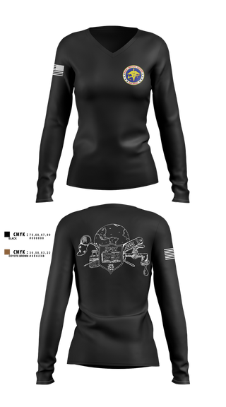 Womens Long Sleeve Vneck Shirt, Preventive Medicine, , Teamtime, Team time, sublimation, custom sports apparel, team uniforms, spirit wear, spiritwear, sports uniforms, custom shirts, team store, custom team store, fundraiser sports, apparel fundraiser