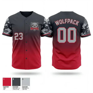 Full Button Baseball Jersey, WOLFPACK, Baseball, Teamtime, Team time, sublimation, custom sports apparel, team uniforms, spirit wear, spiritwear, sports uniforms, custom shirts, team store, custom team store, fundraiser sports, apparel fundraiser