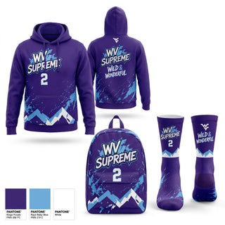 Hoodie, WV Supreme, Men's Basketball, Teamtime, Team time, sublimation, custom sports apparel, team uniforms, spirit wear, spiritwear, sports uniforms, custom shirts, team store, custom team store, fundraiser sports, apparel fundraiser