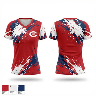Womens Short Sleeve Vneck Shirt, WYCO 307 Reds, Baseball, Teamtime, Team time, sublimation, custom sports apparel, team uniforms, spirit wear, spiritwear, sports uniforms, custom shirts, team store, custom team store, fundraiser sports, apparel fundraiser