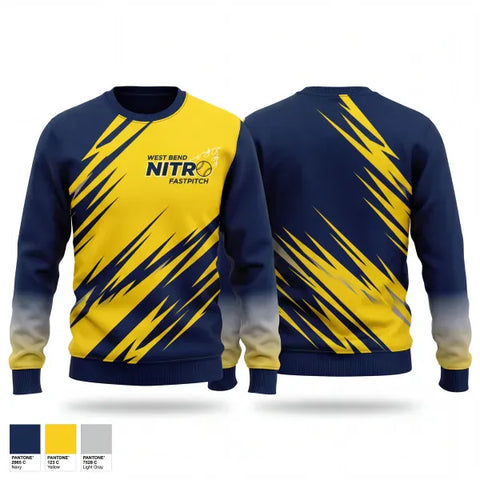Crew Neck Sweatshirt, West Bend Nitro, Softball, Teamtime, Team time, sublimation, custom sports apparel, team uniforms, spirit wear, spiritwear, sports uniforms, custom shirts, team store, custom team store, fundraiser sports, apparel fundraiser