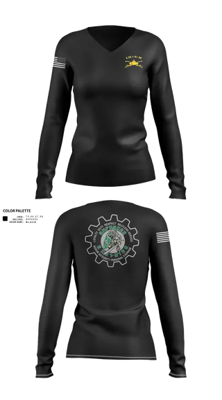 Womens Long Sleeve Vneck Shirt, E CO 1-81 AR, 194th AR BDE, Army, Teamtime, Team time, sublimation, custom sports apparel, team uniforms, spirit wear, spiritwear, sports uniforms, custom shirts, team store, custom team store, fundraiser sports, apparel fundraiser
