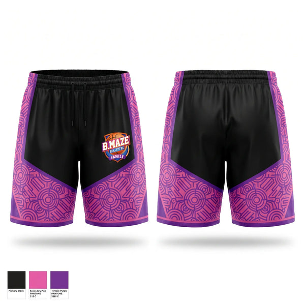 Mens Basketball Shorts, B Maze Family Elite, Women's Basketball, Teamtime, Team time, sublimation, custom sports apparel, team uniforms, spirit wear, spiritwear, sports uniforms, custom shirts, team store, custom team store, fundraiser sports, apparel fundraiser