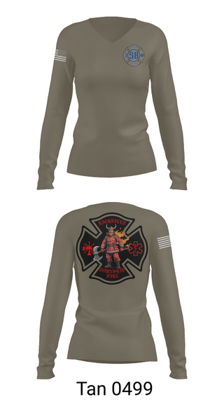 Womens Long Sleeve Vneck Shirt, Richfield Township Fire, Fire Department, Teamtime, Team time, sublimation, custom sports apparel, team uniforms, spirit wear, spiritwear, sports uniforms, custom shirts, team store, custom team store, fundraiser sports, apparel fundraiser