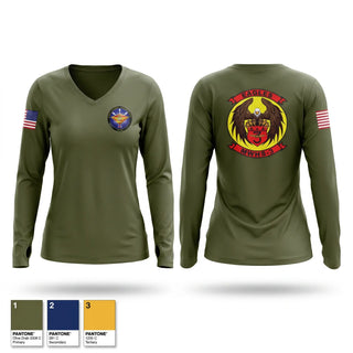Womens Long Sleeve Vneck Shirt, 3D MAW BAND, Marines, Teamtime, Team time, sublimation, custom sports apparel, team uniforms, spirit wear, spiritwear, sports uniforms, custom shirts, team store, custom team store, fundraiser sports, apparel fundraiser