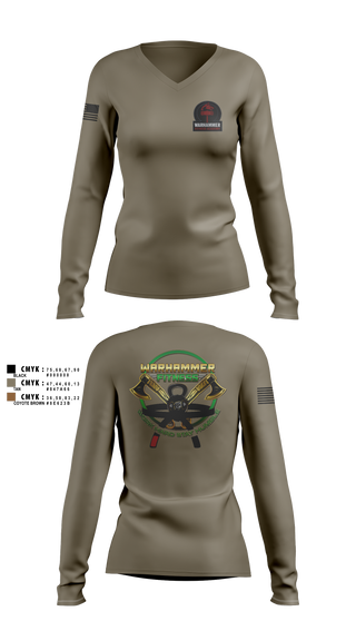 Womens Long Sleeve Vneck Shirt, Warhammer Fitness, , Teamtime, Team time, sublimation, custom sports apparel, team uniforms, spirit wear, spiritwear, sports uniforms, custom shirts, team store, custom team store, fundraiser sports, apparel fundraiser