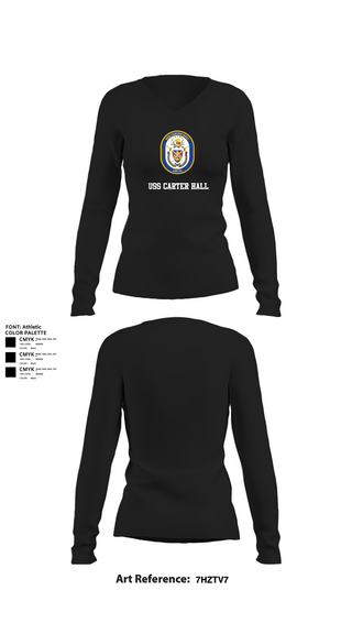 Womens Long Sleeve Vneck Shirt, Uss Carter Hall, , Teamtime, Team time, sublimation, custom sports apparel, team uniforms, spirit wear, spiritwear, sports uniforms, custom shirts, team store, custom team store, fundraiser sports, apparel fundraiser