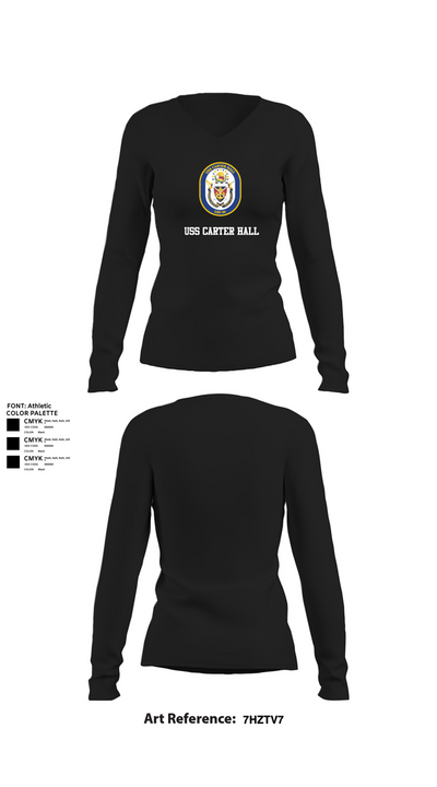 Uss Carter Hall 96042318 Women's Long Sleeve V-neck Shirt - 21