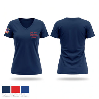 Womens Short Sleeve Vneck Shirt, Glen Rock Volunteer Ambulance Corps, EMS/EMT, Teamtime, Team time, sublimation, custom sports apparel, team uniforms, spirit wear, spiritwear, sports uniforms, custom shirts, team store, custom team store, fundraiser sports, apparel fundraiser