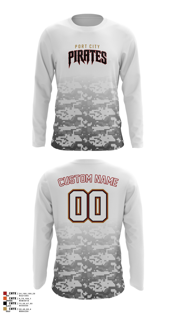 Long Sleeve Performance Shirt, Port City Pirates, Baseball, Teamtime, Team time, sublimation, custom sports apparel, team uniforms, spirit wear, spiritwear, sports uniforms, custom shirts, team store, custom team store, fundraiser sports, apparel fundraiser