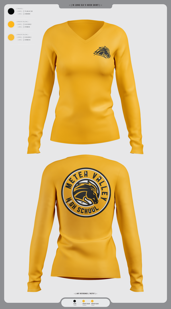Womens Long Sleeve Vneck Shirt, Metea Valley High School Cheer, Cheer, Teamtime, Team time, sublimation, custom sports apparel, team uniforms, spirit wear, spiritwear, sports uniforms, custom shirts, team store, custom team store, fundraiser sports, apparel fundraiser