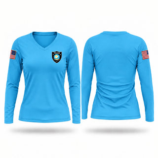 Womens Long Sleeve Vneck Shirt, Myrtle Beach K9 Unit, Police, Teamtime, Team time, sublimation, custom sports apparel, team uniforms, spirit wear, spiritwear, sports uniforms, custom shirts, team store, custom team store, fundraiser sports, apparel fundraiser