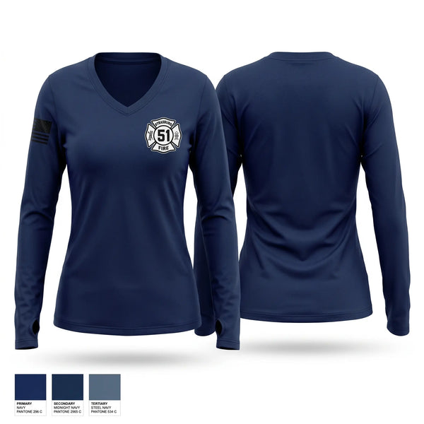 Womens Long Sleeve Vneck Shirt, Strasburg Fire Department, Fire Department, Teamtime, Team time, sublimation, custom sports apparel, team uniforms, spirit wear, spiritwear, sports uniforms, custom shirts, team store, custom team store, fundraiser sports, apparel fundraiser