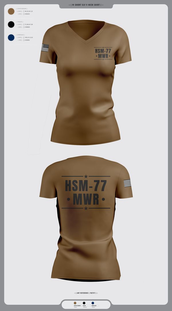 Womens Short Sleeve Vneck Shirt, HSM-77 MWR, , Teamtime, Team time, sublimation, custom sports apparel, team uniforms, spirit wear, spiritwear, sports uniforms, custom shirts, team store, custom team store, fundraiser sports, apparel fundraiser