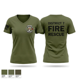 Womens Short Sleeve Vneck Shirt, District 7, Fire Department, Teamtime, Team time, sublimation, custom sports apparel, team uniforms, spirit wear, spiritwear, sports uniforms, custom shirts, team store, custom team store, fundraiser sports, apparel fundraiser