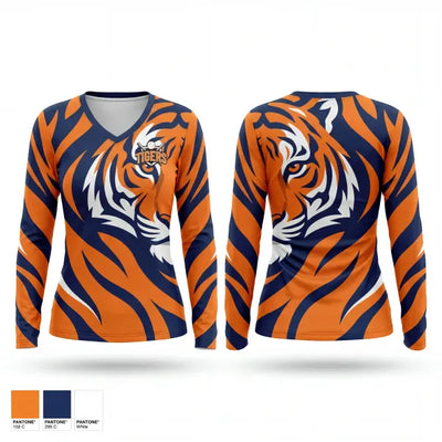 Malone Tigers 80895535 Women's Long Sleeve V-neck Shirt - 1