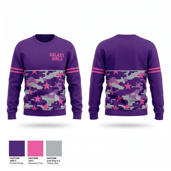 Crew Neck Sweatshirt, Galaxy Girls, Women's Soccer, Teamtime, Team time, sublimation, custom sports apparel, team uniforms, spirit wear, spiritwear, sports uniforms, custom shirts, team store, custom team store, fundraiser sports, apparel fundraiser