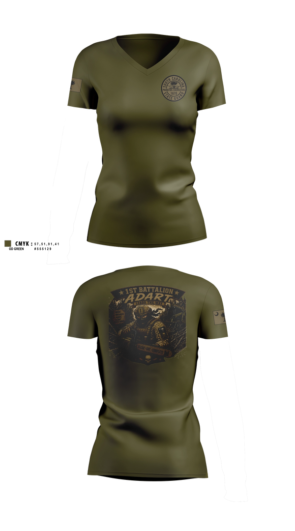 Womens Short Sleeve Vneck Shirt, 1st Battalion, National Guard, Teamtime, Team time, sublimation, custom sports apparel, team uniforms, spirit wear, spiritwear, sports uniforms, custom shirts, team store, custom team store, fundraiser sports, apparel fundraiser