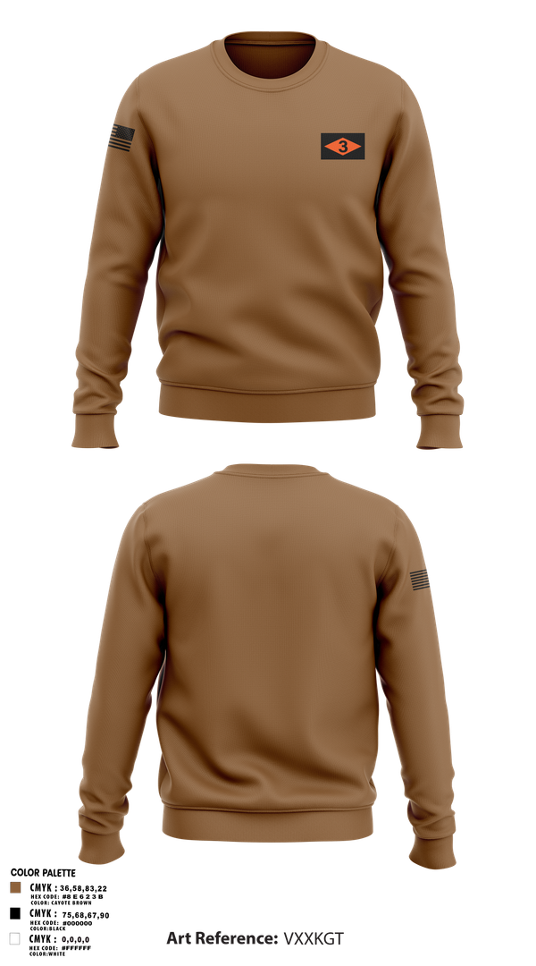 Crew Neck Sweatshirt, 3rd battalion 75th ranger regiment, Army, Teamtime, Team time, sublimation, custom sports apparel, team uniforms, spirit wear, spiritwear, sports uniforms, custom shirts, team store, custom team store, fundraiser sports, apparel fundraiser