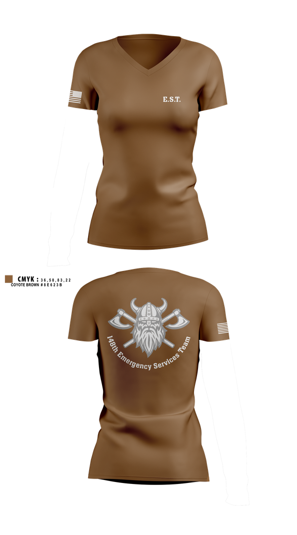 Womens Short Sleeve Vneck Shirt, 148th E.S.T., Police, Teamtime, Team time, sublimation, custom sports apparel, team uniforms, spirit wear, spiritwear, sports uniforms, custom shirts, team store, custom team store, fundraiser sports, apparel fundraiser