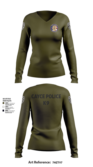 Womens Long Sleeve Vneck Shirt, Cayce Police K9, , Teamtime, Team time, sublimation, custom sports apparel, team uniforms, spirit wear, spiritwear, sports uniforms, custom shirts, team store, custom team store, fundraiser sports, apparel fundraiser