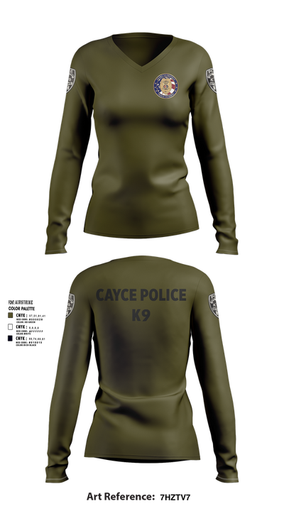 Cayce Police K9 35627395 Women's Long Sleeve V-neck Shirt - 102