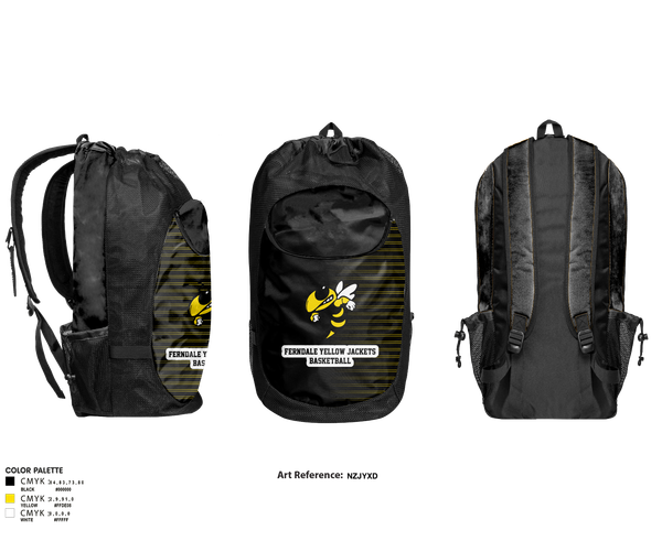 Gear Bag, Ferndale Yellow Jackets, Men's Basketball, Teamtime, Team time, sublimation, custom sports apparel, team uniforms, spirit wear, spiritwear, sports uniforms, custom shirts, team store, custom team store, fundraiser sports, apparel fundraiser