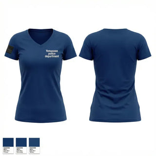 Womens Short Sleeve Vneck Shirt, Yemassee police department, Police, Teamtime, Team time, sublimation, custom sports apparel, team uniforms, spirit wear, spiritwear, sports uniforms, custom shirts, team store, custom team store, fundraiser sports, apparel fundraiser