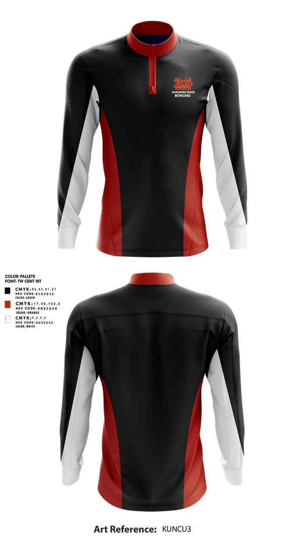 Quarter Zip Jacket, Marlboro Dukes, Bowling, Teamtime, Team time, sublimation, custom sports apparel, team uniforms, spirit wear, spiritwear, sports uniforms, custom shirts, team store, custom team store, fundraiser sports, apparel fundraiser