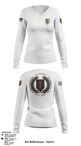 Womens Long Sleeve Vneck Shirt, 1st infantry division, , Teamtime, Team time, sublimation, custom sports apparel, team uniforms, spirit wear, spiritwear, sports uniforms, custom shirts, team store, custom team store, fundraiser sports, apparel fundraiser