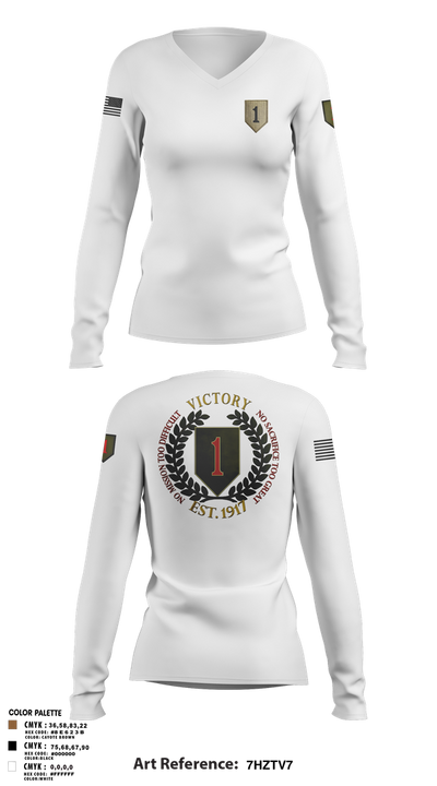 1st infantry division 88621490 Women's Long Sleeve V-neck Shirt - 2