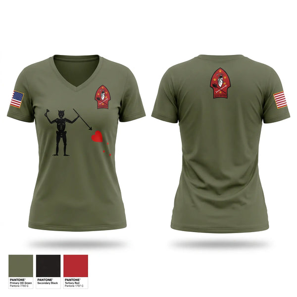 Womens Short Sleeve Vneck Shirt, Bravo Battery 2D LAAD, Marines, Teamtime, Team time, sublimation, custom sports apparel, team uniforms, spirit wear, spiritwear, sports uniforms, custom shirts, team store, custom team store, fundraiser sports, apparel fundraiser