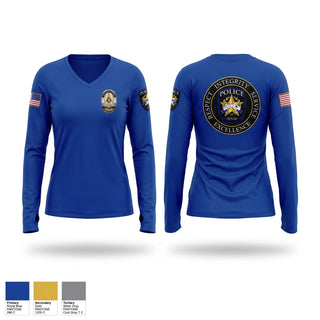 Womens Long Sleeve Vneck Shirt, Princeton Police Department, Police, Teamtime, Team time, sublimation, custom sports apparel, team uniforms, spirit wear, spiritwear, sports uniforms, custom shirts, team store, custom team store, fundraiser sports, apparel fundraiser
