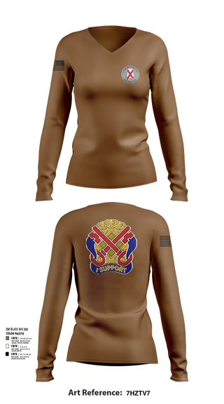Womens Long Sleeve Vneck Shirt, 122nd Special Troop Command, , Teamtime, Team time, sublimation, custom sports apparel, team uniforms, spirit wear, spiritwear, sports uniforms, custom shirts, team store, custom team store, fundraiser sports, apparel fundraiser