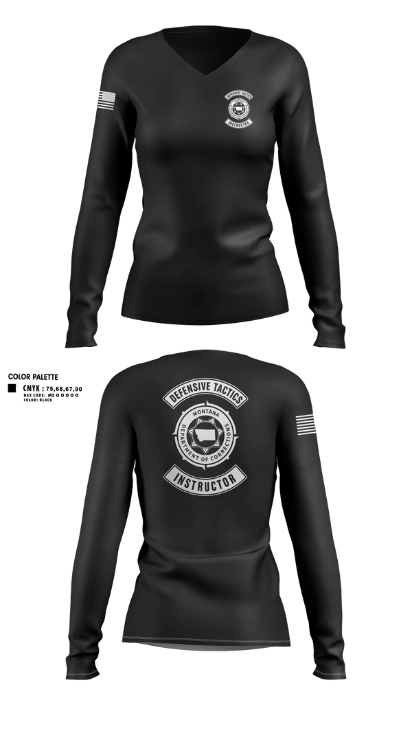 Womens Long Sleeve Vneck Shirt, Flow State AthleticsMontana Department of Corrections Defensive Tactics InstructorsMontana Department of Corrections Defensive Tactics Instructors, Police, Teamtime, Team time, sublimation, custom sports apparel, team uniforms, spirit wear, spiritwear, sports uniforms, custom shirts, team store, custom team store, fundraiser sports, apparel fundraiser