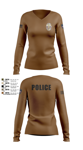Womens Long Sleeve Vneck Shirt, Miami Police Department, , Teamtime, Team time, sublimation, custom sports apparel, team uniforms, spirit wear, spiritwear, sports uniforms, custom shirts, team store, custom team store, fundraiser sports, apparel fundraiser